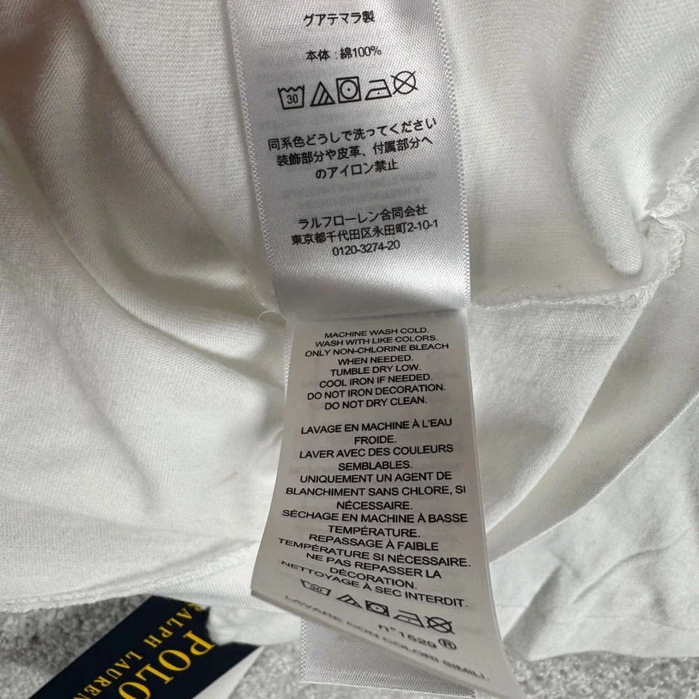 Polo Ralph Lauren T-Shirt Men 4XLT White Script Logo Graphic NWT Big & Tall HOLE